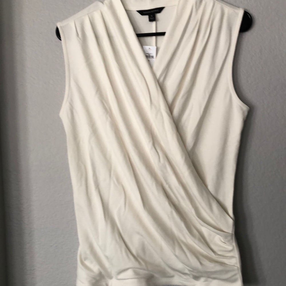 Banana Republic cream wrap knit top size small NWT